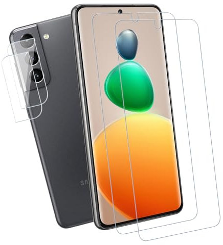 Schutzfolie für Panzerglas für Samsung Galaxy S21 Panzer Schutz Glas, 2+2 Stück Ultra Klar Panzerfolie für Samsung S21 Kamera Schutzglas, Anti-Kratzer für Galaxy S21 Panzerglasfolie