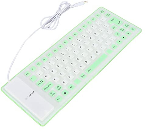 Clavier en Silicone Pliable Clavier en Silicone Souple Différentes Couleurs Conception Entièrement Scellée pour Ordinateur Portable PC (GREEN)