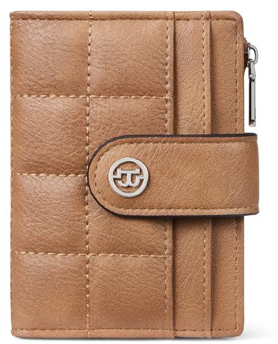 BOSTANTEN Kleine Geldbörse für Damen PU Leder RFID-Blockierung Kreditkartenetui Kompakte Portemonnaie mit Reißverschluss Münztasche Camel braun
