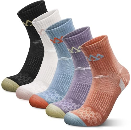 innotree Merino Wool Hiking Socks for Women Quarter Ankle Socks Thermal Warm Cushion Moisture Wicking Socks 5 Pairs,Medium