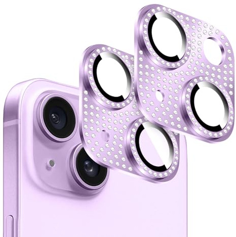 Kucheed 2 Pezzi Protezione per Obiettivo Della Fotocamera Bling Diamond per iPhone, Antigraffio in Metallo con Decorazione Colorata 3D per Fotocamera Posteriore per iPhone 11