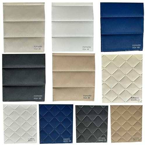 POPPATEX Ecopiel Náutica para Cojinería de Barco Acolchada, Tejidos de Ecopiel por Metro, Altura de Pieza 140 CM. Cuero Sintético Náutico, Similpiel para Tapicería (Azul - Rayas)