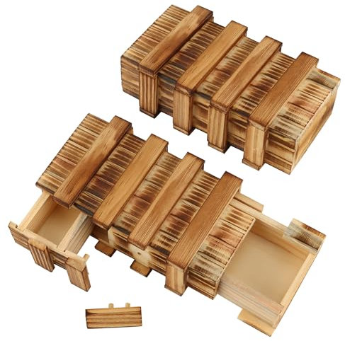 2PCS Caja de Regalo de Madera Mágica,Mágica Secreta de Madera con 2 Compartimentos Secretos Caja de Recuerdo para Adultos Niños Regalo de Cumpleaños