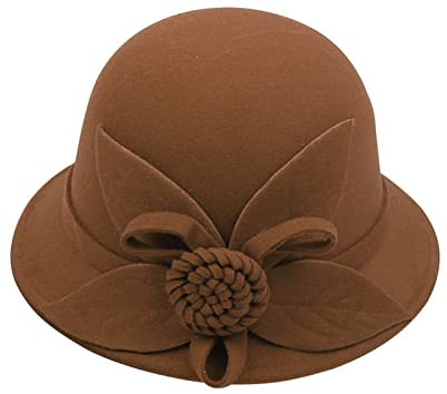 Frauen Cloche Hüte Bucket Hat Französische Baskenmütze Vintage Floral Wollkleid Klassischer Hut der 1920s Wolle Retro Fedorahüte Kirche Hüte Wintermütze Frauen Filzhut Damen Klassisch