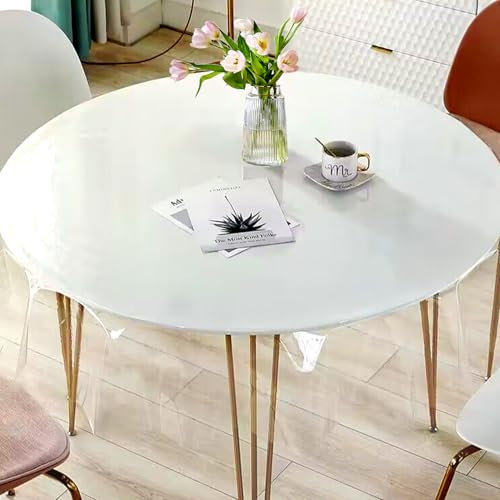 Xmart Tischdecke Transparent 120cm Runden Durchsichtige Tischdecke Wasserdicht ölbeständig und Kratzfest PVC Tischdecke Transparent Geeignet fur den Esstisch im Büro im Freien Tischschutz