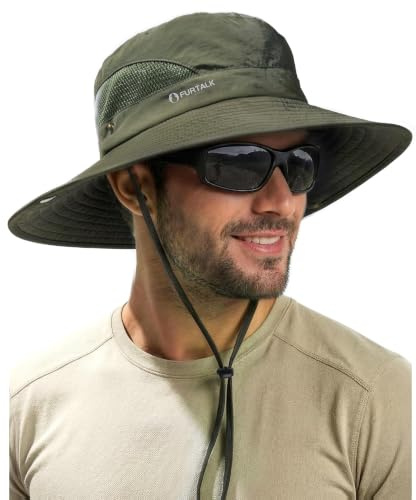 FURTALK Bucket Sonnenhut Herren UPF 80 breiter Rand Outdoor Wander Angler und Strandhut