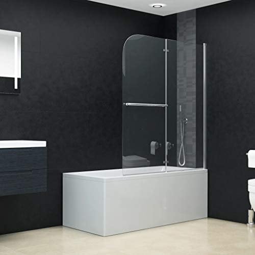 LAPOOH Box Doccia e Vasca con Porte a Libro 2 Pannelli Regolabile Ante Pieghevoli Profili Cromati Cabina Bagno in Vetro di Sicurezza ESG 95x140 cm