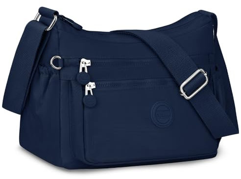 ONEKERUN Umhängetasche Damen Gross Casual Crossbody Bag Nylon Leicht Schultertasche Groß Damen Handtasche Mittelgroß Damen-Umhängetasche mit Vielen Fächern & Verstellbarer Breitem für Einkaufen