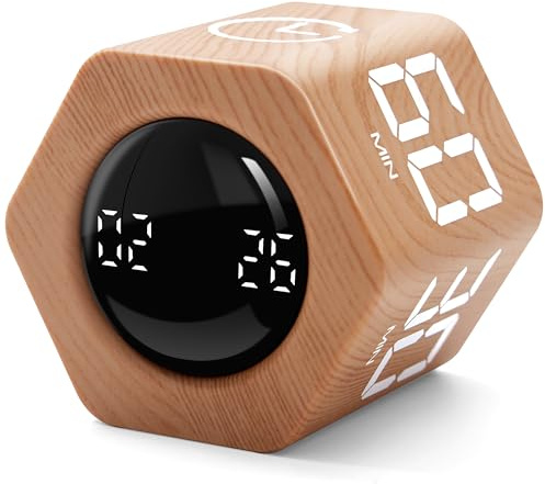 Exlliy Pomodoro - Temporizador de 1, 5, 10, 30, 60 minutos preestablecido, cubo de productividad de escritorio con sensor de gravedad/silencio para TDAH, trabajo, estudio, cocina, regreso a clases (1