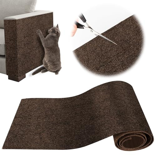 Rascador para Gatos,Protector Sofa Gatos Arañazo,Tapete Rascador para Gatos con Autoadhesivo,100 x 30 cm, Ideal para Sofás,Muebles y Paredes, Protector Sofa Gatos, Sisal y MoquetaCaqui (Marrón)