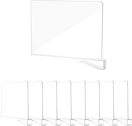 8 Stück Transparente Acryl-Regaltrenner - Multifunktionaler Shelf Divider, 30×20cm, Multifunktionaler Trenner, Geeignet für Kleiderschrank, Schrank und Bücherregal zur Organisation und Aufbewahrung