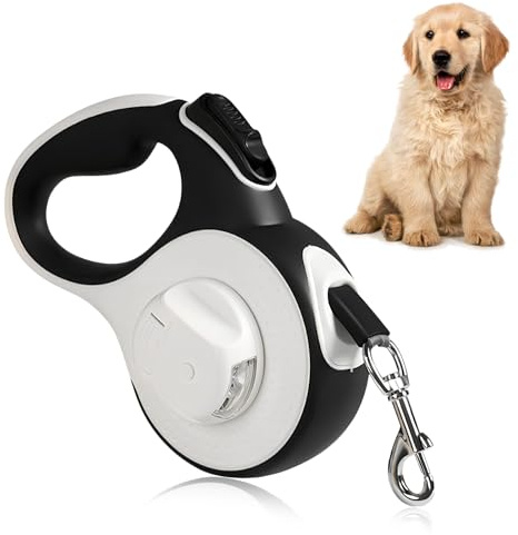 Colexy Rollleine Hundeleine 3m für Katzen & kleine Hunde | Hochwertige Hundeleine ausziehbar mit LED Licht bequemen Griff | Robuste Ausziehleine für Training und Spaziergänge | bis 15kg