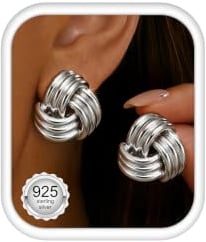 MILACOLATO Ohrringe Silber 925 Stecker Hypoallergen Knoten Tropfen Ohrringe | Wasserfest Hängend Chunky Statement 14K Vergoldete Gold Silber Ohrringe Ohrstecker for Damen Mädchen
