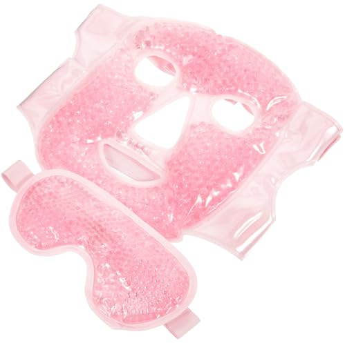 Lurrose Wiederverwendbare Gesichtsmaske mit Kühlendem Gel PVC Material Rosa für Schwellungsreduktion und Gesichtsbehandlung Geeignet für Damen und Herren Inklusive Wärme und Kältetherapie