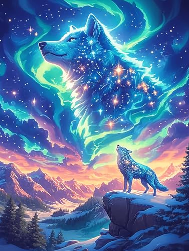 Wolf mit sich im Wasser spiegelndem Nordlicht 1000 Teile Puzzle Für Erwachsene Detailverliebt Wildtier Haustier Cute Passgenaues Einfügen Ohne Verwerfung Für Puzzle-Enthusiasten Geschenkidee Aus Karto