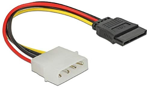 DeLock Stromadaptador auf 4 Pines S-ATA 12cm 15pin Kabel Netzkabel Interno 1 x 4 Pol Stecker auf 1 x 15 Pol/SATA Stecker 0,12 m