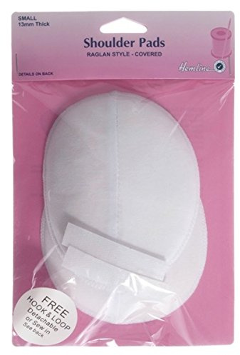 Hemline H917.S White Cotton Covered Foam Raglan Shoulder Pad 18x16cm, 13mm (Small)
