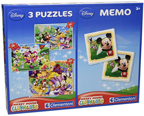 Clementoni 78035 – Puzzle Mickey Mouse Club House and Memo, 20 + 20 + 100 Pieces
