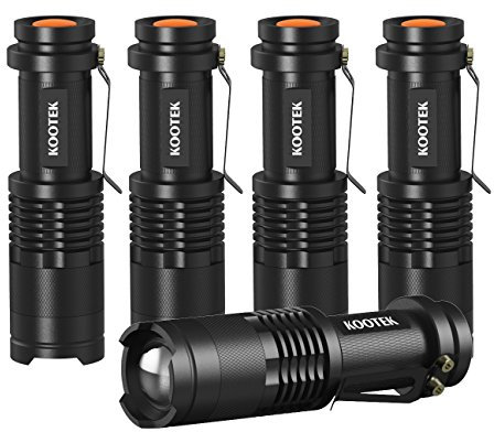 Kootek 5 Pack Mini LED Flashlight Ultra Bright 300 Lumens Handheld Flashlights Adjustable Focus Small for Kids Child Camping Cycling Hiking Emergency Torch Light