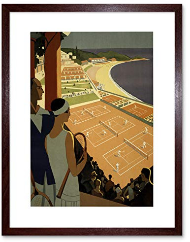 Wee Blue Coo TRAVEL TOURISM MONTE CARLO MONACO BEACH TENNIS SEA FRAMED ART PRINT B12X10597