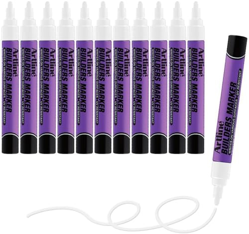 Artline Builders Permanent Markers | for engineers and constructors | Professional Series | Thick Opaque Paint Ink Won't Fade | UV Resistant | EKPR-BDM | 2.3mm Bullet Tip | Pack of 12 | White Marker