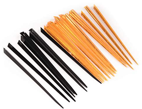 BambooMN Pinchos triangulares de plástico para alimentos y bebidas, colores de Halloween, 4.5 pulgadas, negro, naranja, 1200 piezas