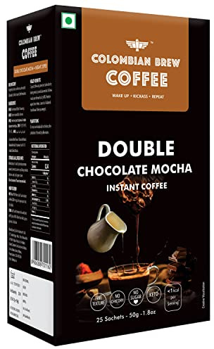 Colombian Brew - Caffè istantaneo con doppio cioccolato, senza zucchero, vegano, 50 g