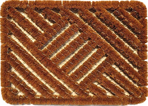 oKu-Tex Fußmatte | Fußabtreter | Türmatte | Drahtgittermatte Brush Design 3 | mit Bürste | Fischgrat | Kokosmatte mit Drahtgitter | für außen | rutschfest | 40x60 cm…