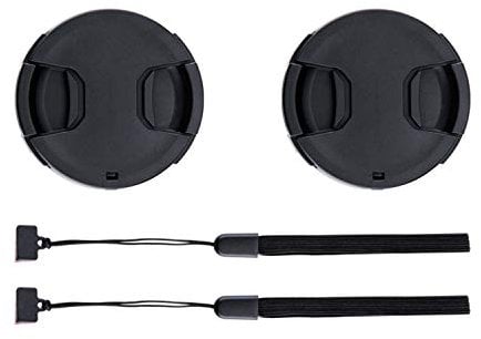 2 Stück 49mm Objektivdeckel mit Halteband Kordel für Canon EOS R100 R50 R10 mit RF-S 18-45mm Kit-Objektiv, Canon M50 M6 Mark II mit EF-M 15-45mm Kit-Objektiv & weitere Objektive mit 49mm Filtergewinde