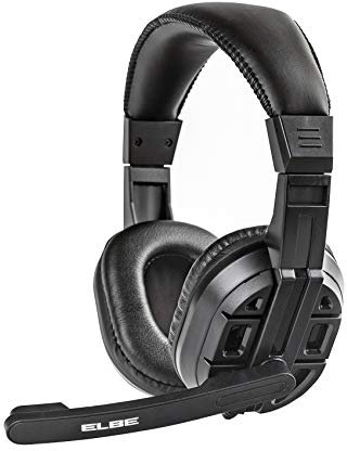 ELBE AU-630-GPC - Kopfhörer mit Mikrofon, Spielkonsole und PC, verstellbar, Micro-omnidirektional, Kabel 1,8 m, Schwarz