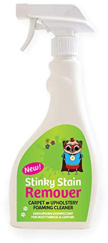 Stinky Stain Remover Foaming Sofa and Carpet Cleaner. 500ml ready to use Handheld Cleaning Spray. Pet Odour Eliminator for Cats and Dogs. Fabric, Upholstery, Floor and Rug Freshener for Home