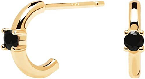 P D Paola Damen-Ohrringe Creolen Black Solitary Goldfarben AR01-335-U