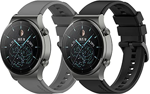 Kobmand Cinturino per Huawei Watch GT2 PRO Braccialetto,Cinturino in Silicone Uguale all'originale per Watch GT 2 Pro/Huawei Watch GT/Watch GT2 (Nero+Grigio)