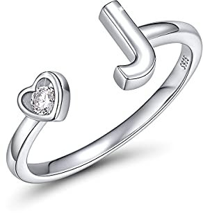 CRYSLOVE Buchstabe Ring Silber 925 Damen Offener Verstellbare stapelba Personalisierter Initiale Alphabet A-Z Ring für Mutter Freundin