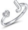 CRYSLOVE Buchstabe Ring Silber 925 Damen Offener Verstellbare stapelba Personalisierter Initiale Alphabet A-Z Ring für Mutter Freundin