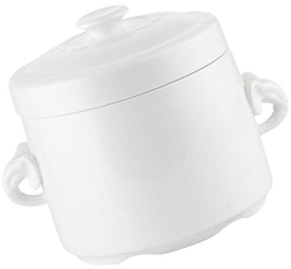 Lurrose 400Ml Keramik Eintopf Topf mit Deckel Keramik Irdenen Auflauf Topf Doppel Griff Deckel Reinen Weißen Keramik Auflauf Tontopf für Home Küche Egg Custard Medizinischen