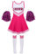 Jowowha Mädchen Cheer Leader Cheerleading Kostüm Schulmädchen Uniform Karneval Fasching Party Halloween Kostüm Kleid mit Pompoms Dunkel Rosa 122-128