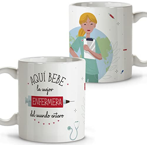 LolaPix Tasses infirmières Tasses pour infirmières. Tasses petit-déjeuner originales Tasse en céramique 330 ml. Cadeaux avec phrases. Tasses personnalisées.