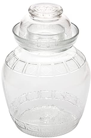 Vaso Di Fermentazione Kimchi in Vetro Con Coperchio - Contenitore Lievito Madre Bocca Larga, Barattolo Grande Kit Fermante Per Verdure, Crauti, Cibo, Vino