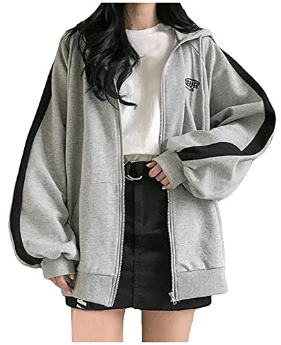 Bomber Jacket Femme Blouson Manches Longues Vintage Veste de Baseball Casual Bouton Pression Jacket College Poches Coupe-Vent Baseball Blouson Sweat Veste Sport Jacket Unisexe Cardigan (Gris, S)