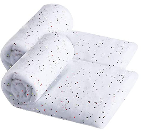Couverture De Neige De Noël Couverture De Neige Douce Artificielle Noël Rouleau De Tapis De Coton Blanc 2pcs, Décorations De Noël, Décoration D'halloween