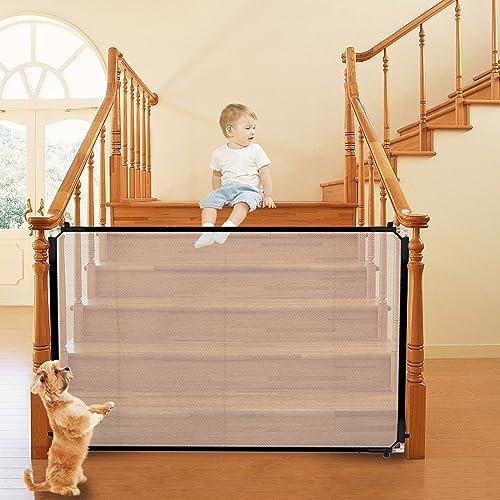 Treppenschutzgitter Ohne Bohren, Darryy 120 x 92cm Türschutzgitter, Hundegitter für Wohnung, Kindersicherung Tür, Absperrgitter für Hund, Magic Gate Faltbar, für Babys, Haustier, Hunde, Katzen