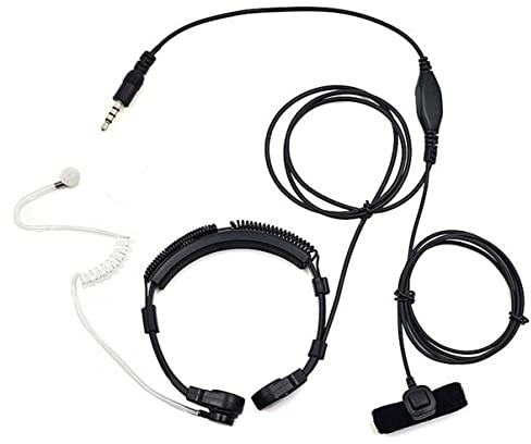 SOLUSTRE 3,5-mm Kopfhörer mit Kehlkopfmikrofon und Geräuschdämpfung Luftkanaloptimiert Verstellbar Transparentes Silikon Antistrahlungs Headset für Mobiltelefon Undpc