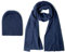 Herren-Set aus 100% reinem Kaschmir, Mütze und Schal, passende lässige Beanie und Schal, 2-teiliges Set, 2-in-1 Winter-Strickbündel, Outdoor-Ski-Sportmütze, Geschenk, einfarbig, für Männer, navy