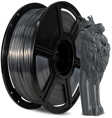 FLASHFORGE 3D-Drucker-Filament, Seiden-Filament 1,75 mm, 1 kg Spule, Maßgenauigkeit +/- 0,02 mm für FDM 3D-Drucker, Seidenstruktur und ultra-hoher Glanz (Grau)