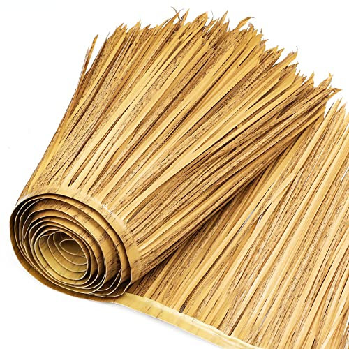 Berlune 5 m x 50,8 cm Strohdach, mexikanische Tiki-Hütte, Gras, Sockelleiste, Dach, künstliche Palme, Stroh, Rollen, Tiki-Barhütte, Gras, Palapa, Stroh, Dacheindeckung für Garten, Terrasse,