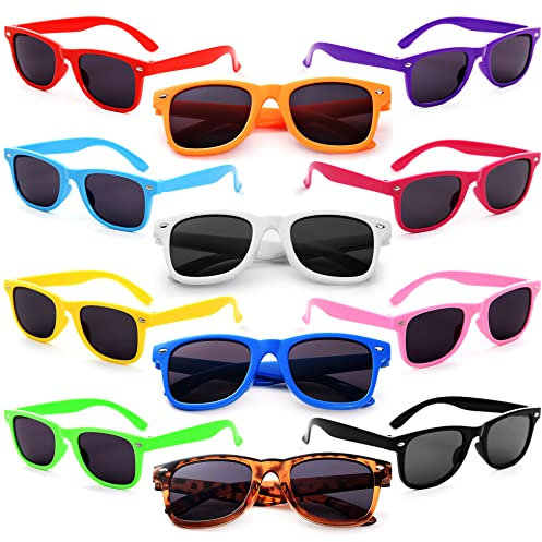 Dwenarry 12 Parre Party Sonnenbrillen Set 80er Bunte Sonnenbrille Party Favors mehrfachpack Partybrille Retro für Herren Damen