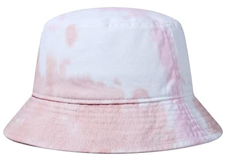 GADIEMKENSD Cotton Bucket Hat for Women Summer Beach Sun Protection Bucket Hats for Men Trendy Portable Outdoor Travel Hat for Golf Hiking Fishing Camping Pink Tie-dye