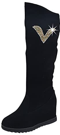Stivali Alti Senza Tacco Fashion Stivali Stivaletti da Donna Stivali Motocross Stivali Donna Invernali Donna Platform Elasticizzati Traspiranti Espadrillas Donna Zeppa Lacci D-Nero 40