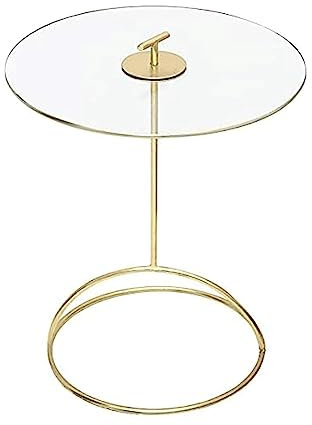 POCHY Tables Basses Table Basse Table d'appoint Ronde dorée Table Centrale en Verre Table de Chevet Table de canapé Table d'appoint Table de Cocktail en métal Table d'appoint Pratique Beau